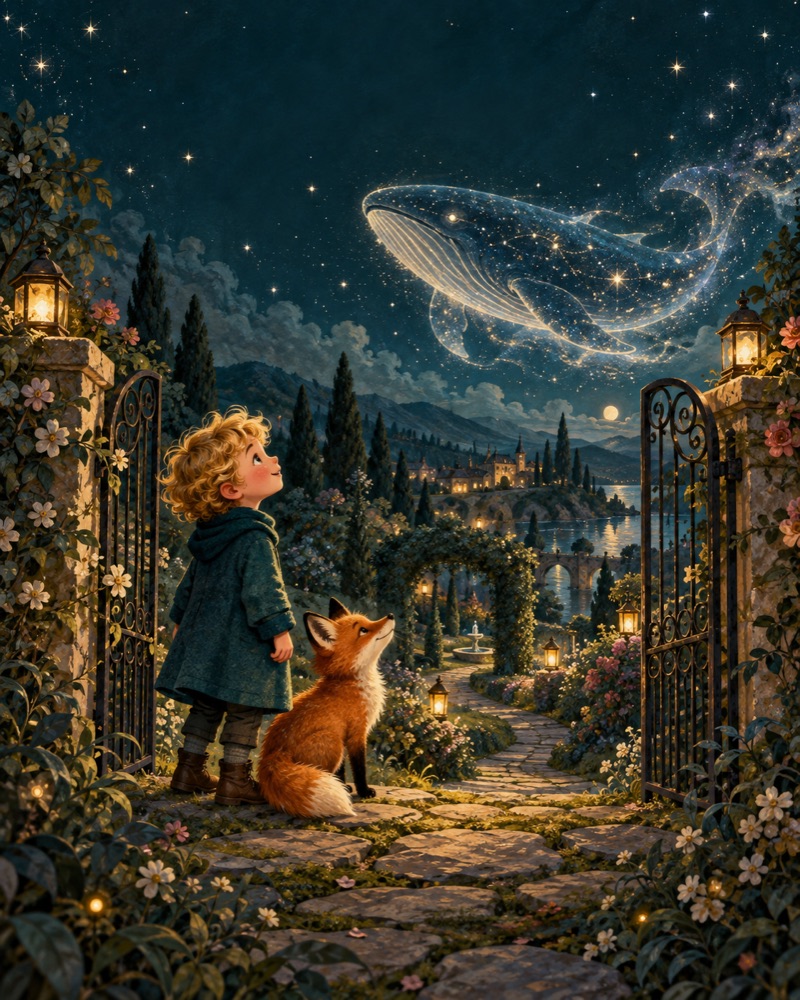 Fictional sample artwork for Milo and the Borrowed Moon